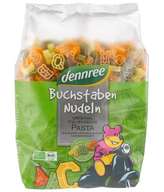 Dennree Pasta Letras Tricolor BIO 500gr