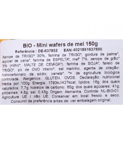 Dennree Mini Wafer Miel BIO 150gr