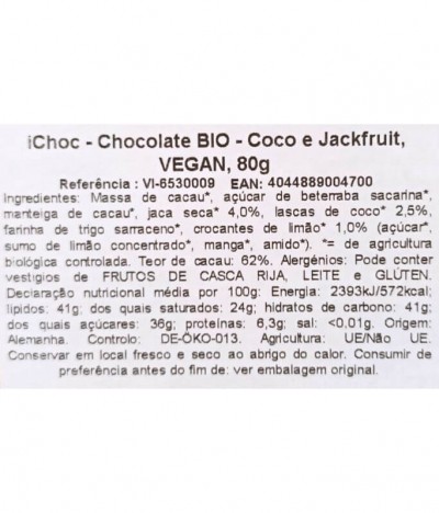 iChoc Chocolate Coco Jackfruit BIO 80gr