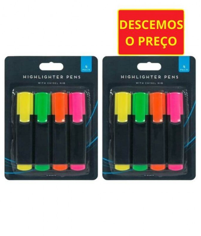 PACK 2 Neon Highlighter Marcadores Fluorescentes 4un