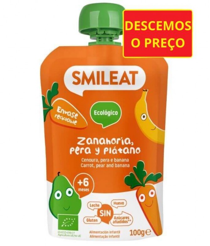 Smileat Cenoura Pera Banana BIO 100gr