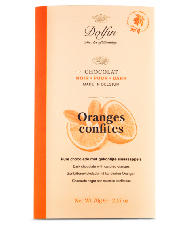 Dolfin Tablete Chocolate Preto Laranja Confitada 70gr