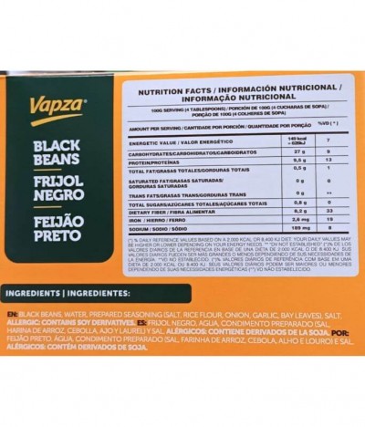 Vapza Frijol Negro Cocido al Vapor 500gr