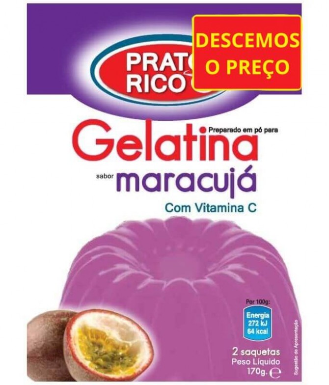 Prato Rico Gelatina Maracujá 2x85gr