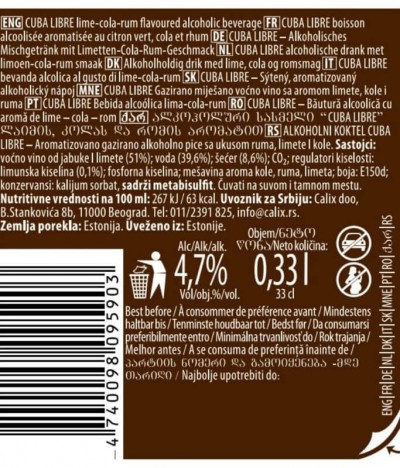 Le Coq Cocktail Cuba Libre 33cl T