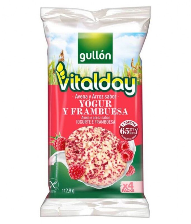 Gullón Vitalday Tortita Arroz Iogur Frambuesa 112gr