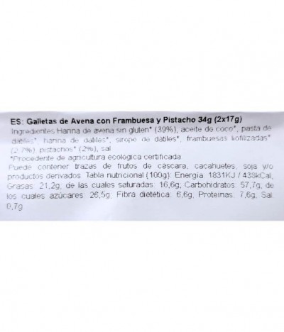 Gwiker Bolacha Pistácio Framboesa BIO 34gr
