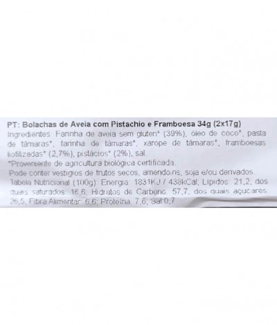 Gwiker Bolacha Pistácio Framboesa BIO 34gr
