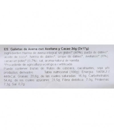 Gwiker Galleta Avellana Cacao BIO 2x17gr