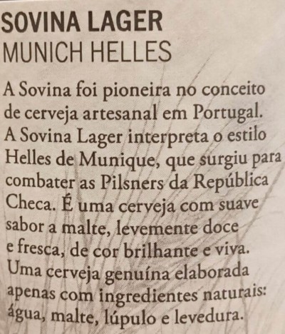 Sovina Lager Cerveja Artesanal 33cl