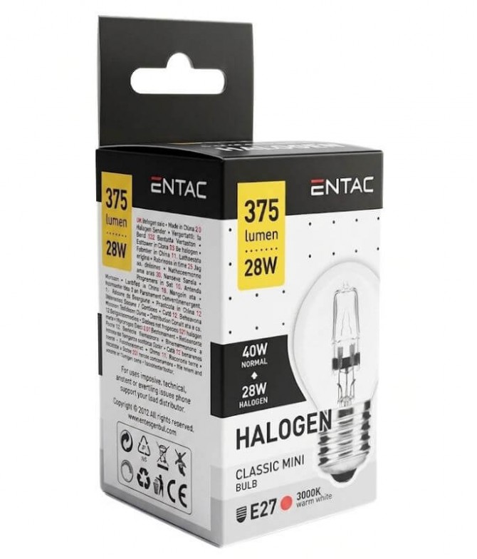 ENTAC Lâmpada Halogéneo Clássica Mini E27 28W 1un