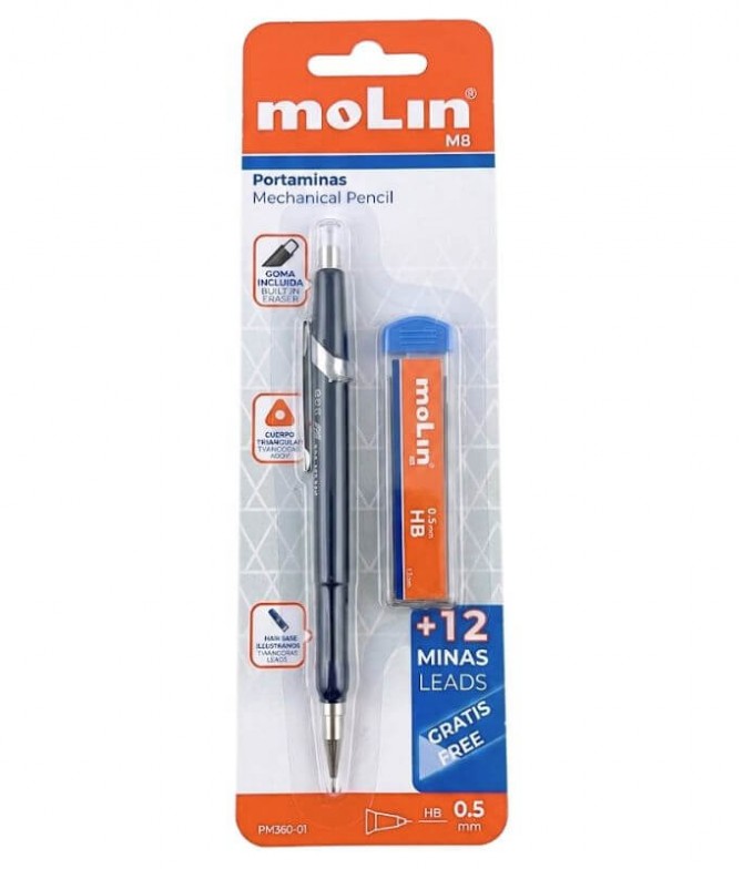 Molin Lapiseira HB 0.5mm Minas GRÁTIS 1un